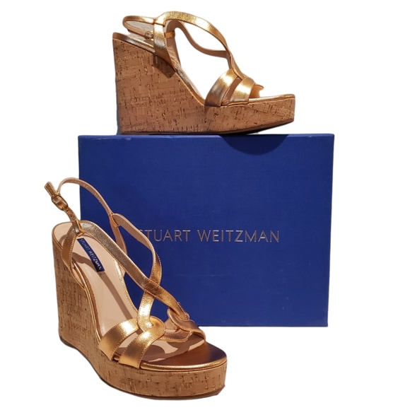 Stuart Weitzman The Cressa Wedge Terracota Met Caviar